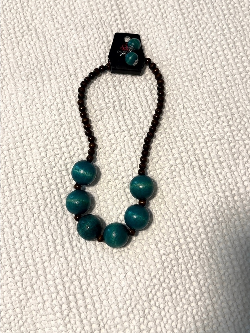 Paparazzi Teal and Brown Beaded Statement Necklace
